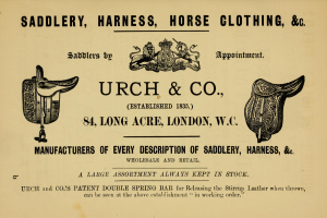 Anzeige für urch & co Sattlerei, die Schuhwerk, Sättel, Zaumzeug und Zügel zeigt.