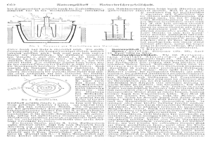 Ein detailliertes Zeichnung einer Wasseraufbereitungsmaschine aus dem deutschen Patent 666, das Komponenten wie eine Pumpe und Ventile zeigt, zusammen mit dem Patenttext.