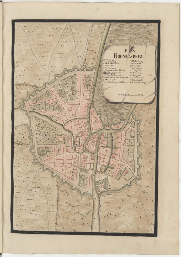 Detailierte Karte von Hohensberg, Deutschland, aus einem alten Buch, das Straßen, Gebäude und Sehenswürdigkeiten zeigt, sowie zusätzlichen Text über die Stadt.
