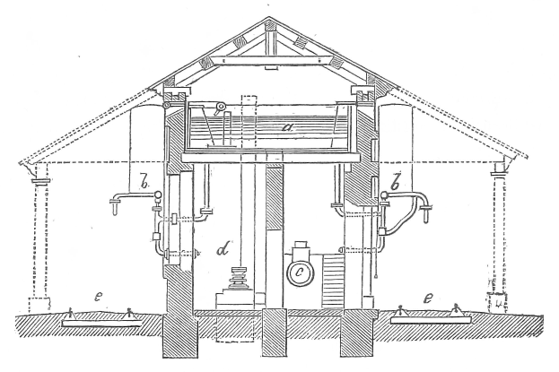 Eine detaillierte Strichzeichnung eines zylindrischen Wassererwärmers (Heizung) mit flachem Deckel und Boden, der an Rohre und Ventile angeschlossen ist und in einem Haus in der Mitte einer Wand steht.