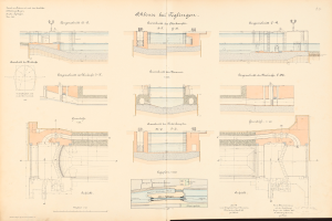 Eine Seite aus einem Buch mit einem detaillierten architektonischen Plan und Text für eine Wasseraufbereitungsanlage.