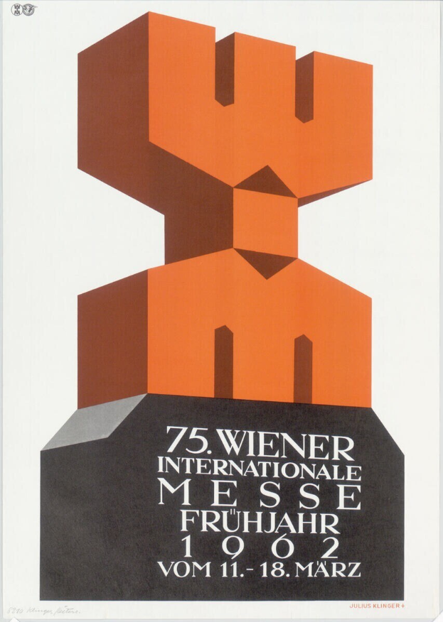 Plakat für die 75. Internationalen Messe Frühling in München, Deutschland, mit einer farbenfrohen zentralen Skulptur und Textdetails