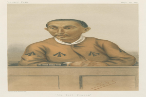 Ein Mann in weißem Hemd und dunkler Hose sitzt an einem Tisch und schaut ernst, mit dem Text "Die Turf-Betrügereien" unten.