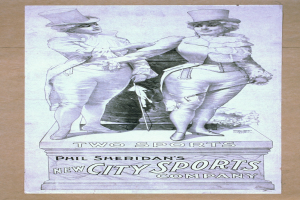 Plakat für die neue Stadt-Sportfirma von Phil Sheridan mit zwei Personen nebeneinander und Textbeschreibung.