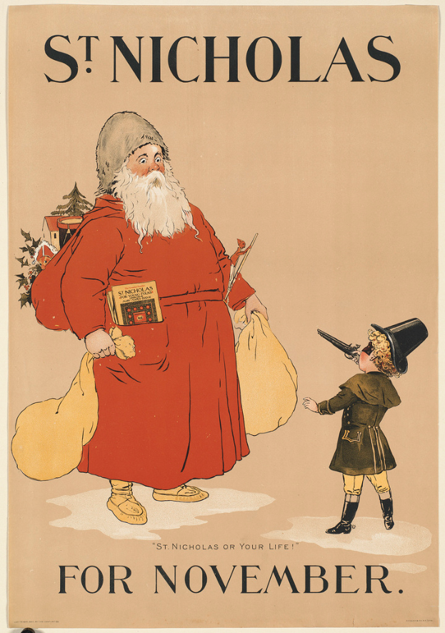 Der Einband des Buches "Nikolaus im November" zeigt Santa Claus und ein Kind.